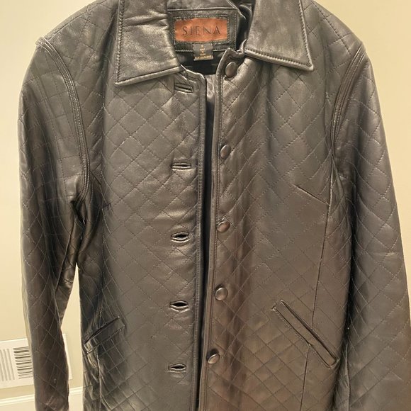 Black Quilted 100% Leather Jacket - Excellent Condition! - Picture 1 of 2
